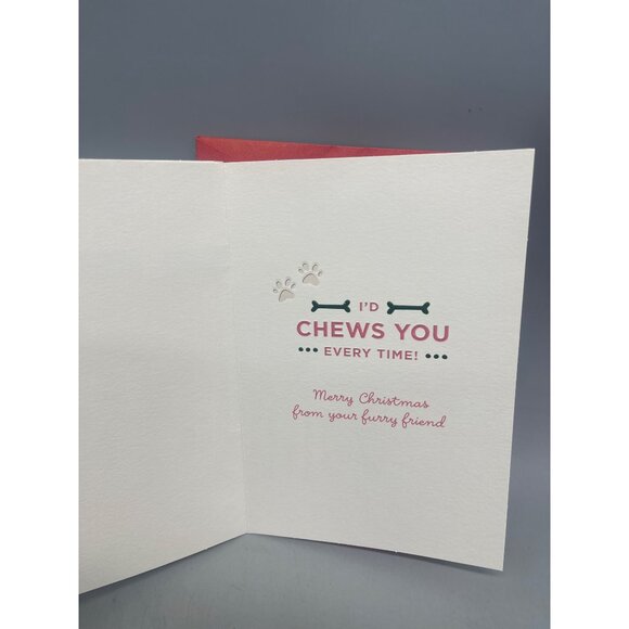 Hallmark greeting card my favorite human i'd chews you humor Christmas READ NEW - Picture 2 of 5